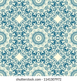 vector illustration. pattern with floral mandala, decorative border. design for print fabric, super oracul bandana.