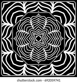 vector illustration. pattern with floral mandala, decorative border. design for print fabric, bandana