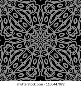 vector illustration. pattern with floral ornament, decorative border. design for print fabric, super fantastic bandana