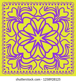 vector illustration. pattern with floral ornament, decorative border. design for print fabric, super fantastic bandana