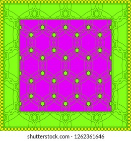 vector illustration. pattern with floral ornament, decorative border. design for print fabric, super fantastic bandana