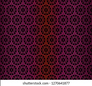 Vector Illustration. Pattern With Floral Ornament, Decorative Border. Design For Print Fabric. Dark purple color.