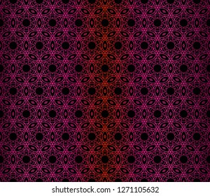 Vector Illustration. Pattern With Floral Ornament, Decorative Border. Design For Print Fabric. Dark purple color.