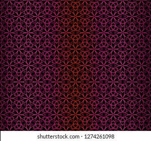 Vector Illustration. Pattern With Floral Ornament, Decorative Border. Design For Print Fabric. Dark purple color.