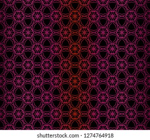 Vector Illustration. Pattern With Floral Ornament, Decorative Border. Design For Print Fabric. Dark purple color.