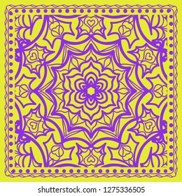 vector illustration. pattern with floral ornament, decorative border. design for print fabric, super fantastic bandana