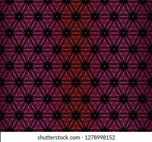 Vector Illustration. Pattern With Floral Ornament, Decorative Border. Design For Print Fabric. Dark purple color.