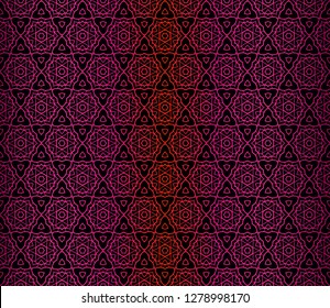 Vector Illustration. Pattern With Floral Ornament, Decorative Border. Design For Print Fabric. Dark purple color.
