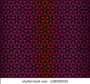Vector Illustration. Pattern With Floral Ornament, Decorative Border. Design For Print Fabric. Dark purple color.