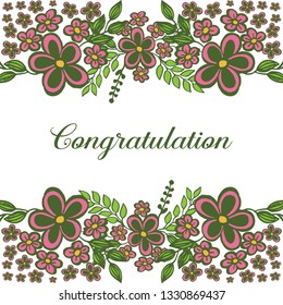 Vector illustration pattern flower frame for lettering congratulation hand drawn