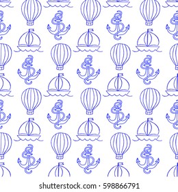 Vector illustration with a pattern in the form of an anchor and a balloon, for a fabric, wallpaper, gift wrapping