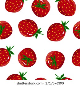 Vector illustration pattern fresh strawberries.White background.