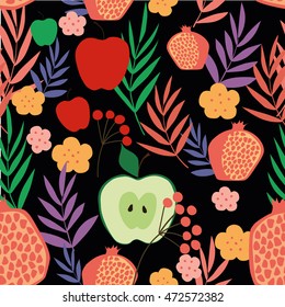 Vector illustration. The pattern of fruit. For Jewish New Year Holiday Rosh Hashahah. Background for design.  