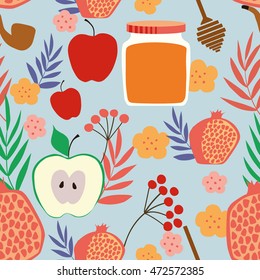 Vector illustration. The pattern of fruit. For Jewish New Year Holiday Rosh Hashahah. Background for design.  