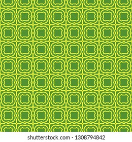 Vector Illustration. Pattern With geometric Ornament, Decorative Border. Design For Print Fabric. Paper For Scrapbook. Green yellow color.