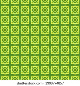 Vector Illustration. Pattern With geometric Ornament, Decorative Border. Design For Print Fabric. Paper For Scrapbook. Green yellow color.