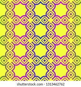 Vector Illustration. Pattern With Geometric Ornament, Decorative Border. Design For Print Fabric. Paper For Scrapbook. Yellow rainbow color.