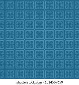 Vector Illustration. Pattern With Geometric Ornament, Decorative Border. Design For Print Fabric. Paper For Scrapbook. Blue color.