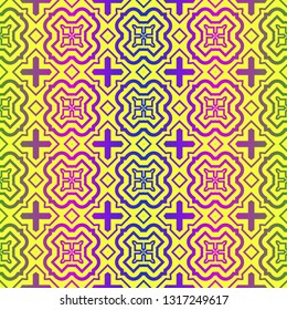 Vector Illustration. Pattern With Geometric Ornament, Decorative Border. Design For Print Fabric. Paper For Scrapbook. Yellow rainbow color.