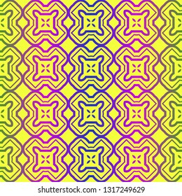 Vector Illustration. Pattern With Geometric Ornament, Decorative Border. Design For Print Fabric. Paper For Scrapbook. Yellow rainbow color.