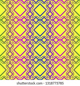 Vector Illustration. Pattern With Geometric Ornament, Decorative Border. Design For Print Fabric. Paper For Scrapbook. Yellow rainbow color.
