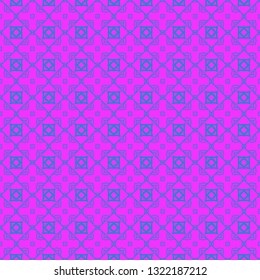 Vector Illustration. Pattern With Geometric Ornament, Decorative Border. Design For Print Fabric. Purple blue color.