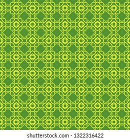 Vector Illustration. Pattern With geometric Ornament, Decorative Border. Design For Print Fabric. Paper For Scrapbook. Green yellow color.