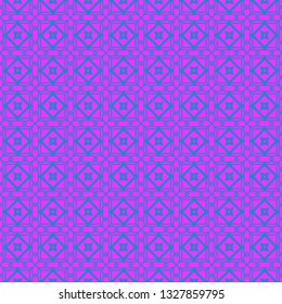Vector Illustration. Pattern With Geometric Ornament, Decorative Border. Design For Print Fabric. Purple blue color.