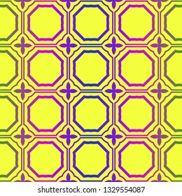Vector Illustration. Pattern With Geometric Ornament, Decorative Border. Design For Print Fabric. Paper For Scrapbook. Yellow rainbow color.
