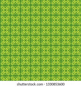 Vector Illustration. Pattern With geometric Ornament, Decorative Border. Design For Print Fabric. Paper For Scrapbook. Green yellow color.