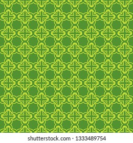 Vector Illustration. Pattern With geometric Ornament, Decorative Border. Design For Print Fabric. Paper For Scrapbook. Green yellow color.