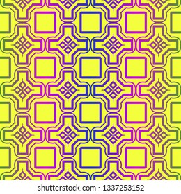 Vector Illustration. Pattern With Geometric Ornament, Decorative Border. Design For Print Fabric. Paper For Scrapbook. Yellow rainbow color.