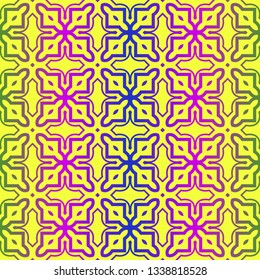 Vector Illustration. Pattern With Geometric Ornament, Decorative Border. Design For Print Fabric. Paper For Scrapbook. Yellow rainbow color.