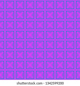 Vector Illustration. Pattern With Geometric Ornament, Decorative Border. Design For Print Fabric. Purple blue color.