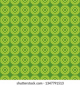 Vector Illustration. Pattern With geometric Ornament, Decorative Border. Design For Print Fabric. Paper For Scrapbook. Green yellow color.