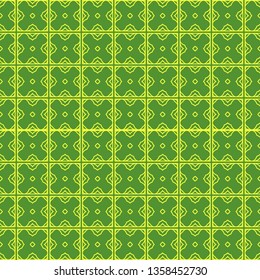 Vector Illustration. Pattern With geometric Ornament, Decorative Border. Design For Print Fabric. Paper For Scrapbook. Green yellow color.