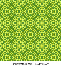 Vector Illustration. Pattern With geometric Ornament, Decorative Border. Design For Print Fabric. Paper For Scrapbook. Green yellow color.