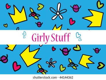 Vector illustration of pattern with girlish stuff