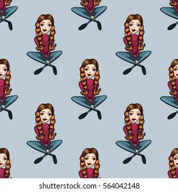 Vector illustration, pattern with girls