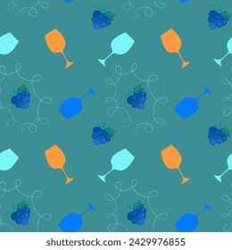 vector illustration pattern glass, grapes