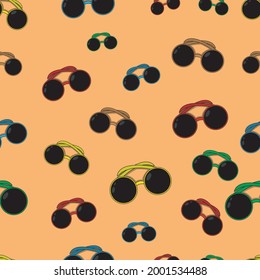 Vector Illustration of Pattern Glasses, Summer Time Theme. Orange Colors Background.