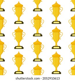 Vector illustration of the pattern of gold cups isolated on a white background. Olympic champion.