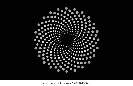Vector illustration of pattern of gray dots on black abstract background. Idea for design element. EPS10.