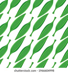 Vector illustration pattern of green leaves. fresh beauty rustic eco-friendly background on white. Seamless pattern of tropical leaves.