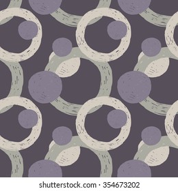 vector illustration pattern of hand drawn circles in shades of gray, on dark gray background