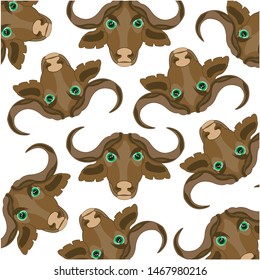 Vector illustration of the pattern of the head animal buffalo