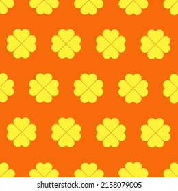 vector illustration of the pattern of Hearts arranged together form a beautiful yellow flower on an orange background for the background.