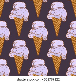 Vector illustration, pattern, ice cream, desert, tasty food 