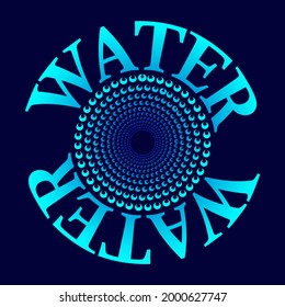 vector illustration with a pattern and the inscription water in the form of a label for prints on labels, banners, advertising cards, clothes, as well as for the design of commercial premises