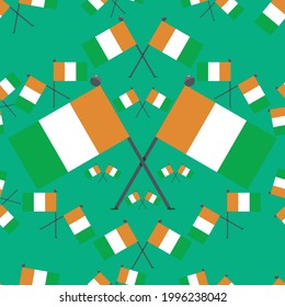 Vector Illustration of Pattern ivory Coast Flags and Green Colors Background